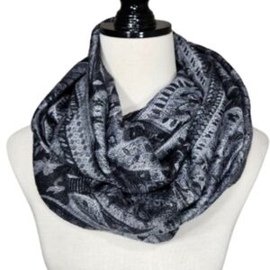 Gray paisley infinity scarf Women's Paisley Scarf
